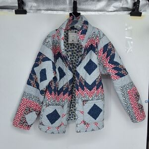 IDA MAE HOME Patchwork Pattern Americana Open Quilted Jacket